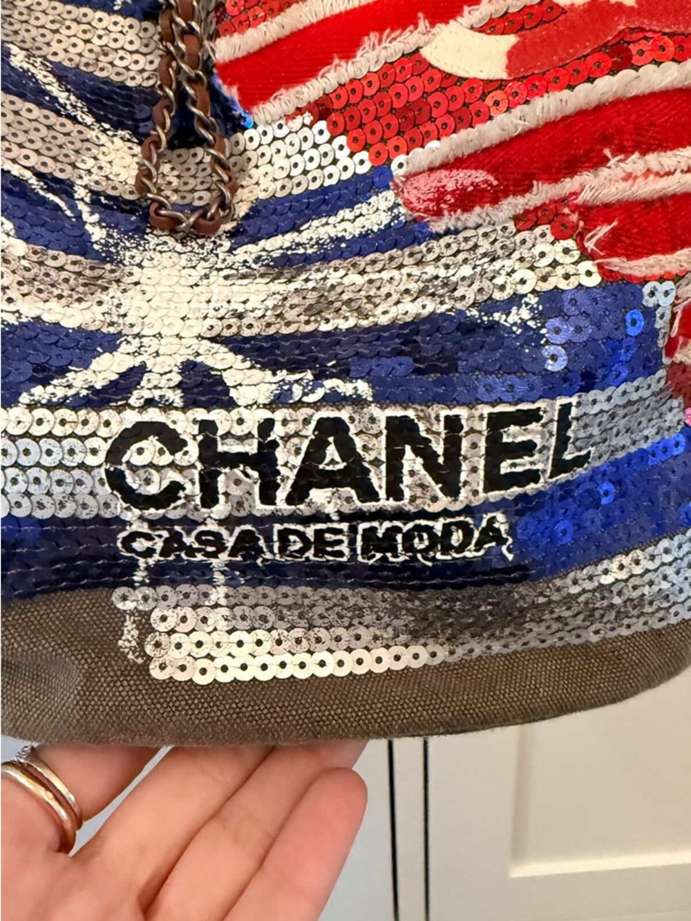 CHANEL Sequin Drawstring Backpack - Rare- Cuba Collection - Picture 8 of 8